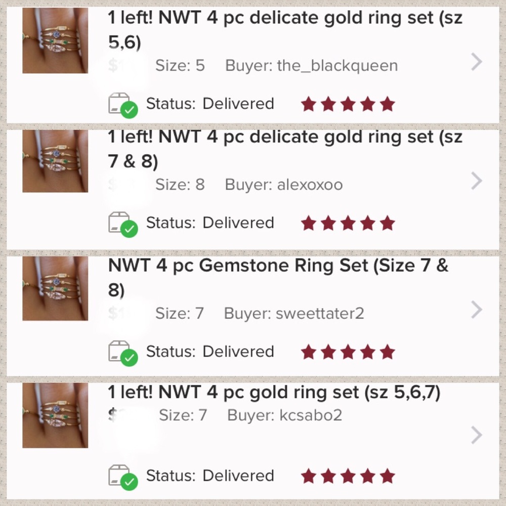 LAST! NWT 4 pc gold gem ring set - 5 stars ✨ - Picture 4 of 5